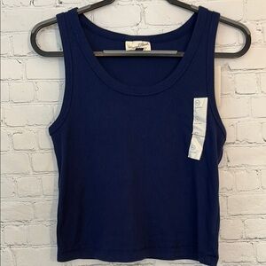 Universal Thread Blue Ribbed Crop Scoop Neck Tank Top